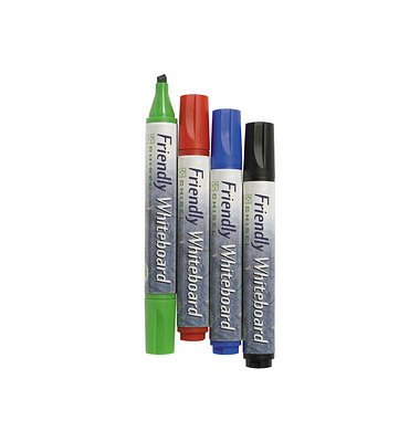 Boardmarker Friendly, 17150, Etui, 4-farbig sortiert, 2-5mm Keilspitze