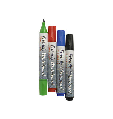 Boardmarker Friendly, 17350, Etui, 4-farbig sortiert, 2-3mm Rundspitze