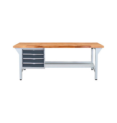Werkbank lichtgrau, anthrazitgrau 4 Schubladen 200,0 x 75,0 x 85,0 cm 