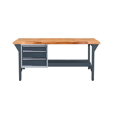 Werkbank  anthrazitgrau, lichtgrau 3 Schubladen 150,0 x 75,0 x 85,0 cm 