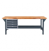 Werkbank  anthrazitgrau, lichtgrau 4 Schubladen 200,0 x 75,0 x 85,0 cm 