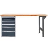 Werkbank  anthrazitgrau, lichtgrau 6 Schubladen 150,0 x 75,0 x 85,0 cm 