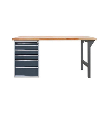 Werkbank  anthrazitgrau, lichtgrau 6 Schubladen 150,0 x 75,0 x 85,0 cm 