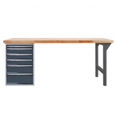 Werkbank  anthrazitgrau, lichtgrau 6 Schubladen 200,0 x 75,0 x 85,0 cm 