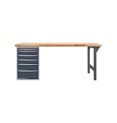 Werkbank  anthrazitgrau, lichtgrau 6 Schubladen 200,0 x 75,0 x 85,0 cm 