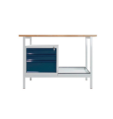Werkbank Eko lichtgrau, anthrazitgrau 3 Schubladen 120,5 x 60,0 x 82,5 cm 