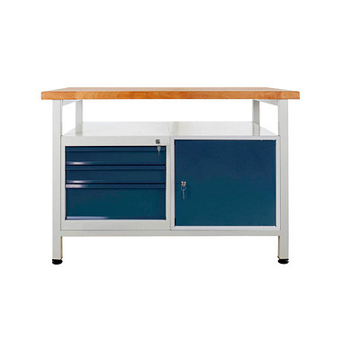 Werkbank lichtgrau, anthrazitgrau 3 Schubladen 120,0 x 60,0 x 84,0 cm 