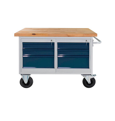 Werkbank lichtgrau, anthrazitgrau 6 Schubladen 130,0 x 60,0 x 82,7 cm 
