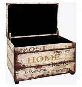 Sitztruhe 52922 Motiv Schriftzug Holz 58,0 cm 