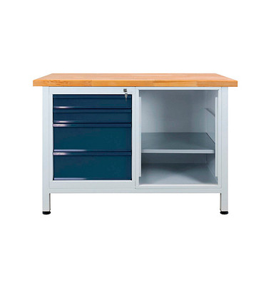 Werkbank lichtgrau, anthrazitgrau 4 Schubladen 120,0 x 60,0 x 84,0 cm 