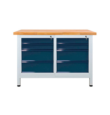 Werkbank lichtgrau, anthrazitgrau 8 Schubladen 120,0 x 60,0 x 84,0 cm 