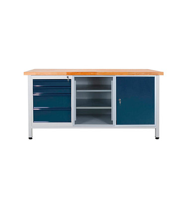 Werkbank lichtgrau, anthrazitgrau 4 Schubladen 170,0 x 60,0 x 84,0 cm 