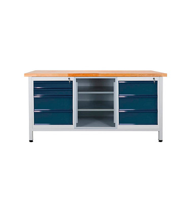 Werkbank lichtgrau, anthrazitgrau 7 Schubladen 170,0 x 60,0 x 84,0 cm 