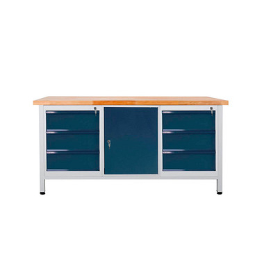 Werkbank lichtgrau, anthrazitgrau 6 Schubladen 170,0 x 60,0 x 84,0 cm 