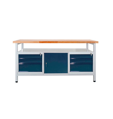 Werkbank lichtgrau, anthrazitgrau 6 Schubladen 170,0 x 60,0 x 84,0 cm 