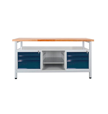 Werkbank lichtgrau, anthrazitgrau 6 Schubladen 170,0 x 60,0 x 84,0 cm 