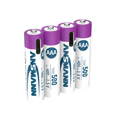 4 ANSMANN Akkus 500 Micro AAA 400 mAh 