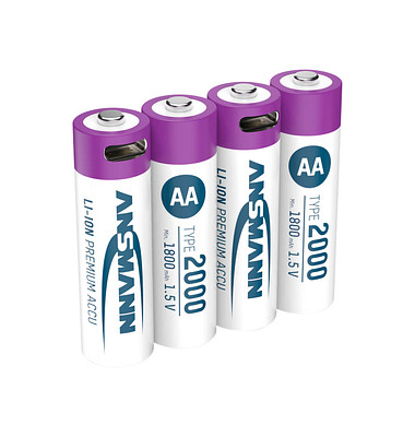 4 ANSMANN Akkus 2000 Mignon AA 1.800 mAh 