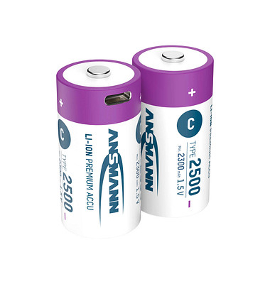 2 ANSMANN Akkus 2500 Baby C 2.300 mAh 