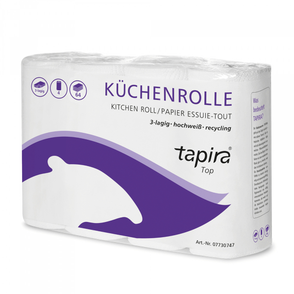 4260339559624 - Küchenrolle tapira 177061 3-lagig hochweiß Rolle à 64 Blatt 4260339559624 4 Stück