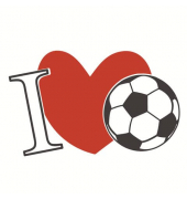 Motivservietten 206154, mehrfarbig / Fu&szlig;ball/Herz, 3-lagig, 33x33cm