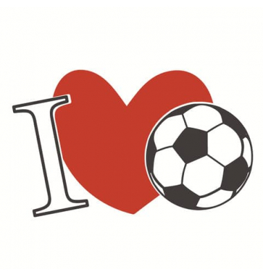 Motivservietten 206154, mehrfarbig / Fu&szlig;ball/Herz, 3-lagig, 33x33cm