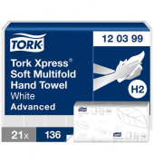 Falthandt&uuml;cher H2 Xpress Soft Advanced 120399, 21,2x34cm, 2-lagig, Interfold-Falz (W-Falz), wei&szlig;, Recyclingpapier