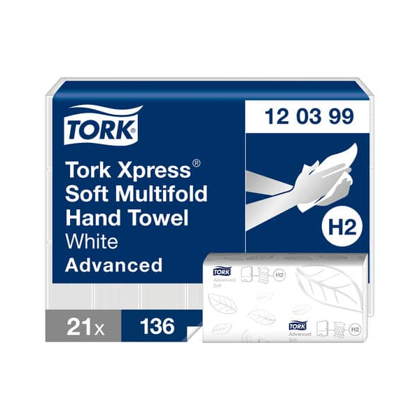 7322542015001 - Falthandtücher H2 Xpress Soft Advanced 120399 212x34cm 2-lagig Interfold-Falz (W-Falz) weiß Recyclingpapier 7322542015001  2856 Stück