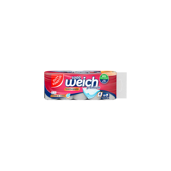 4311501758458 - Toilettenpapier sooo weich premium 5408392001 4-lagig weiß 180 Blatt Rolle 4311501758458 Gut & Günstig 10 Rolle 4311501758458 - Toilettenpapier sooo weich premium 5408392001 4-lagig weiß 180 Blatt Rolle 4311501758458 Gut & Günstig 10 Rolle
