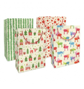 Geschenktasche 4542-23099, Weihnachten, mit Tragekordel, 4 Motive sortiert, 20cm x 21cm