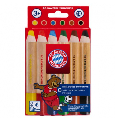 Buntstifte-Set Jumbo 3 in 1, 31946, farbig sortiert, ergonomisch, Packung