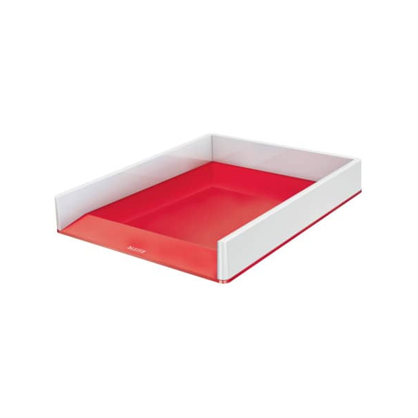 4002432135233 - AKTION LEITZ Briefablage WOW Duo Colour perlweiß rot DIN A4 1 St mit Prämie nach Registrierung