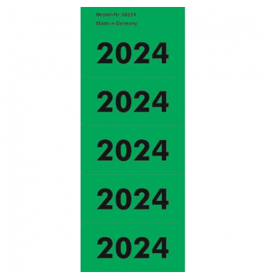 Jahreszahlen 6224, 2024, grün, 57x28mm, selbstklebend