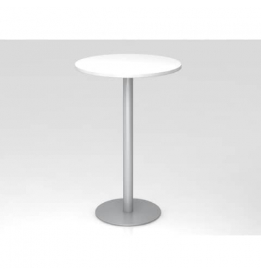 Stehtisch VSTH08/W/S 111,6cm (H), Ø 80cm (BxT), rund, weiß / silber