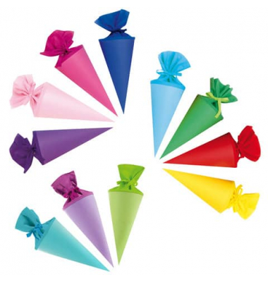 Bastelschultüte mini, 15cm, Filzverschluss, sortiert  Bastelschultüte Bastelschultüte