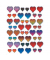 Glossy Sticker, 3D Kunstharz, Herzen, bunt, 44 Aufkleber  Dekosticker Dekosticker