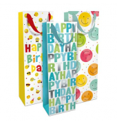 Geschenktasche 1584-24353/PBS, Geburtstag, mit Trageband, Happy Birthday sortiert, 26cm x 36cm