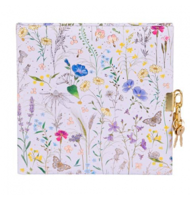 Tagebuch Summer Meadow lilac mit Schloss, 16,5x16,5cm 