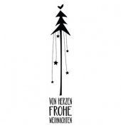 von Herzen frohe Weihnachten Motivstempel Weihnachtsbaum 3,0 x 12,0 cm 