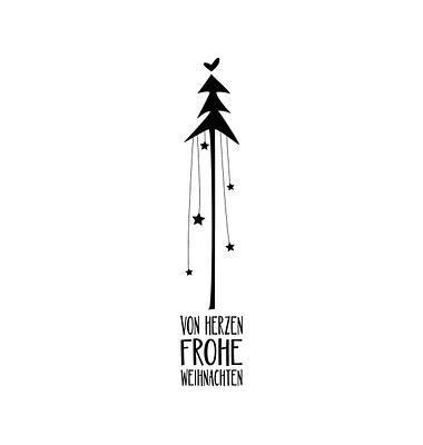 von Herzen frohe Weihnachten Motivstempel Weihnachtsbaum 3,0 x 12,0 cm 