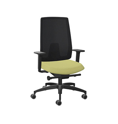 Bürostuhl Indeed mesh, schwarz/hellgrün / schwarz, mit Armlehnen, bis 150kg