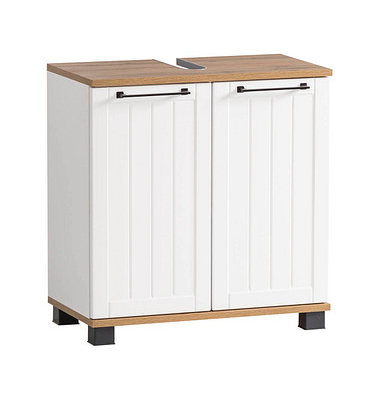 Waschtischunterschrank ohne Waschbecken Jelda 154166 eiche landhaus, weiß 59,8 x 32,6 x 62,4 cm 