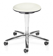 Hocker 9468H-6907-521305, weiß, mit Rollen, höhenverstellbar, bis 120kg
