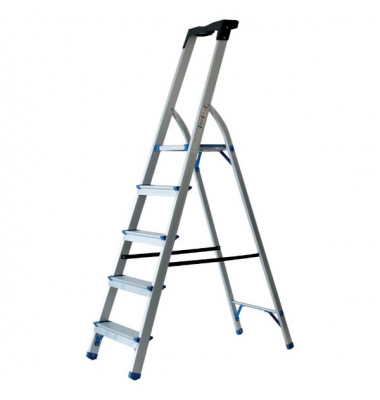 Stehleiter 8037346, 1x 5 Stufen, silber, Aluminium