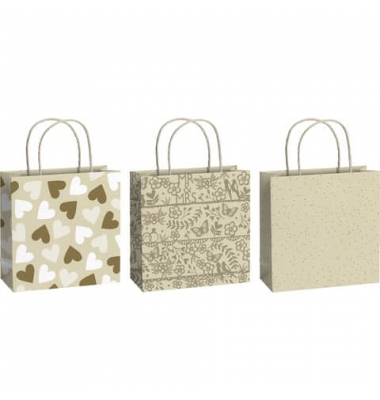 Geschenktasche 2543 5339 99 Wedding - Anouk, Hochzeit, gedrehrte Papierkordel, mir Heißfolienprägung, 3 Motive sortiert, 200mm x