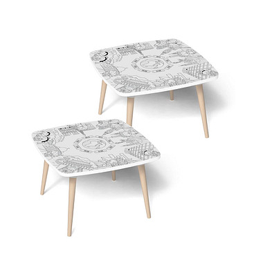 Kids Monument Maltisch Holz weiß 60,0 x 60,0 x 46,0 cm  Maltisch