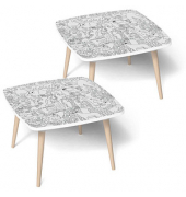 Kids Dschungel Maltisch Holz weiß 60,0 x 60,0 x 46,0 cm  Maltisch