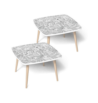 Kids Dschungel Maltisch Holz weiß 60,0 x 60,0 x 46,0 cm  Maltisch