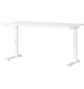 Schreibtisch DOWNEY, manuell höhenverstellbar, 68-91cm (H), 140x80cm (BxT), rechteckig, weiß / weiß