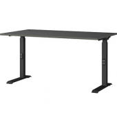Schreibtisch DOWNEY, manuell höhenverstellbar, 68-91cm (H), 140x80cm (BxT), rechteckig, graphit / schwarz